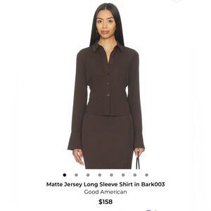 Good American Matte Jersey Long Sleeve Shirt in Bark. Size small. From Revolve.